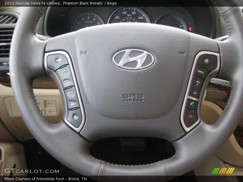 Phantom Black Metallic / Beige 2011 Hyundai Santa Fe Limited