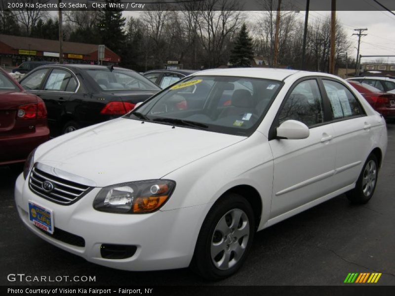 Clear White / Gray 2009 Kia Spectra EX Sedan