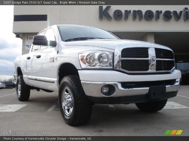 Bright White / Medium Slate Gray 2007 Dodge Ram 3500 SLT Quad Cab