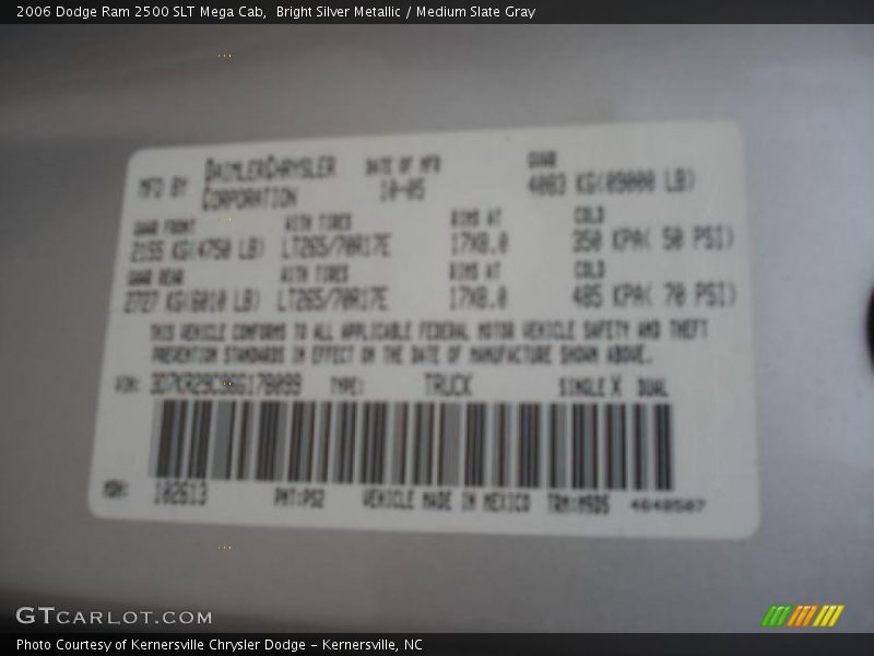 Bright Silver Metallic / Medium Slate Gray 2006 Dodge Ram 2500 SLT Mega Cab