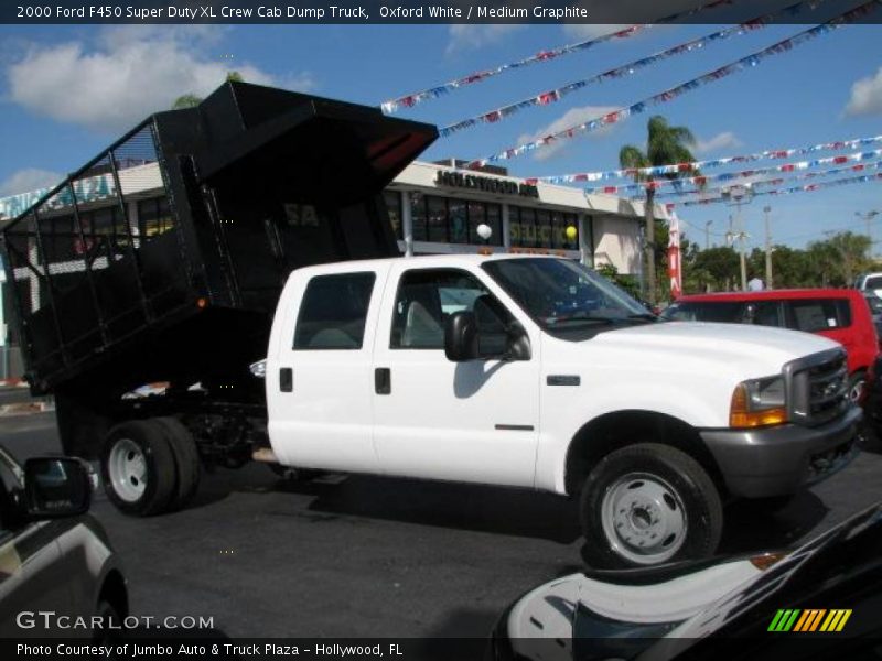 Oxford White / Medium Graphite 2000 Ford F450 Super Duty XL Crew Cab Dump Truck