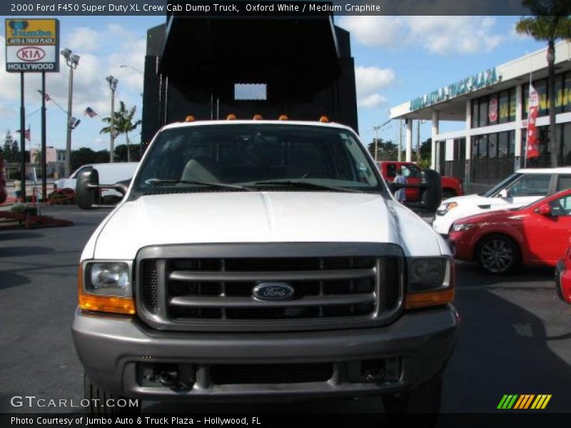 Oxford White / Medium Graphite 2000 Ford F450 Super Duty XL Crew Cab Dump Truck