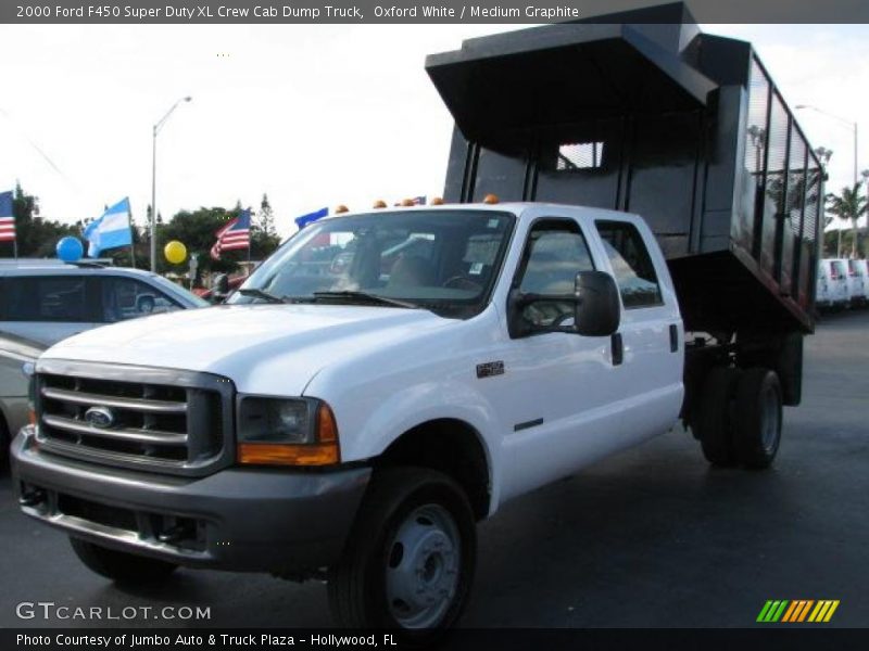 Oxford White / Medium Graphite 2000 Ford F450 Super Duty XL Crew Cab Dump Truck