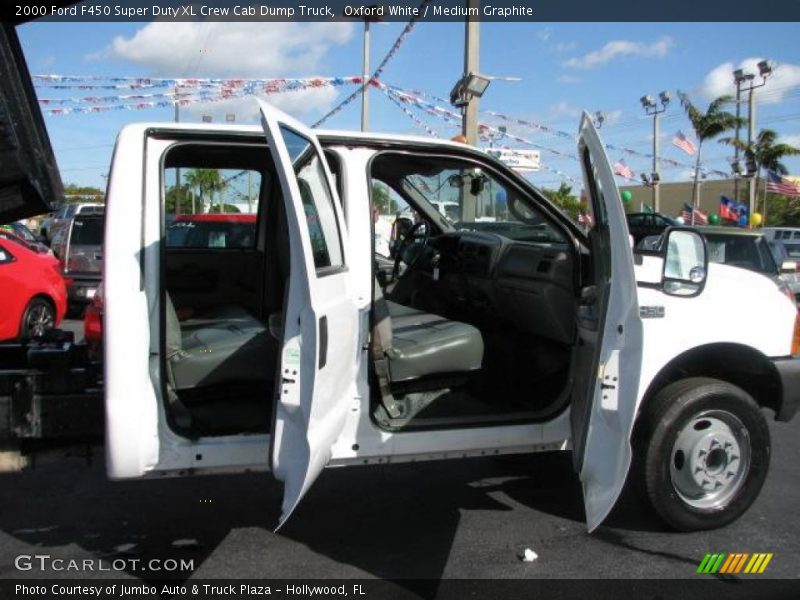 Oxford White / Medium Graphite 2000 Ford F450 Super Duty XL Crew Cab Dump Truck