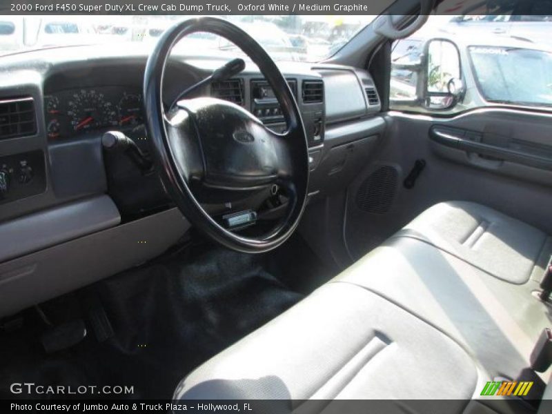 Oxford White / Medium Graphite 2000 Ford F450 Super Duty XL Crew Cab Dump Truck