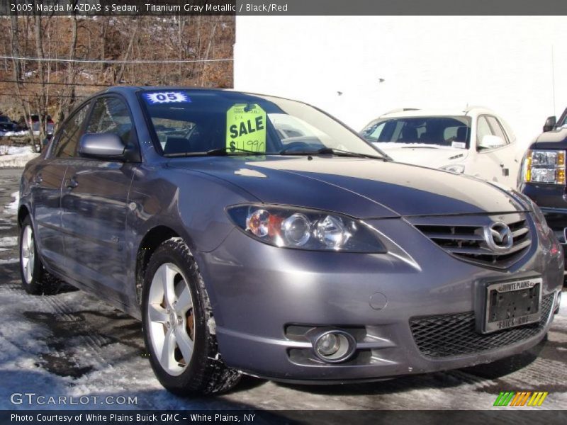 Titanium Gray Metallic / Black/Red 2005 Mazda MAZDA3 s Sedan