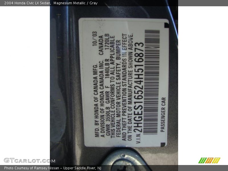 Magnesium Metallic / Gray 2004 Honda Civic LX Sedan