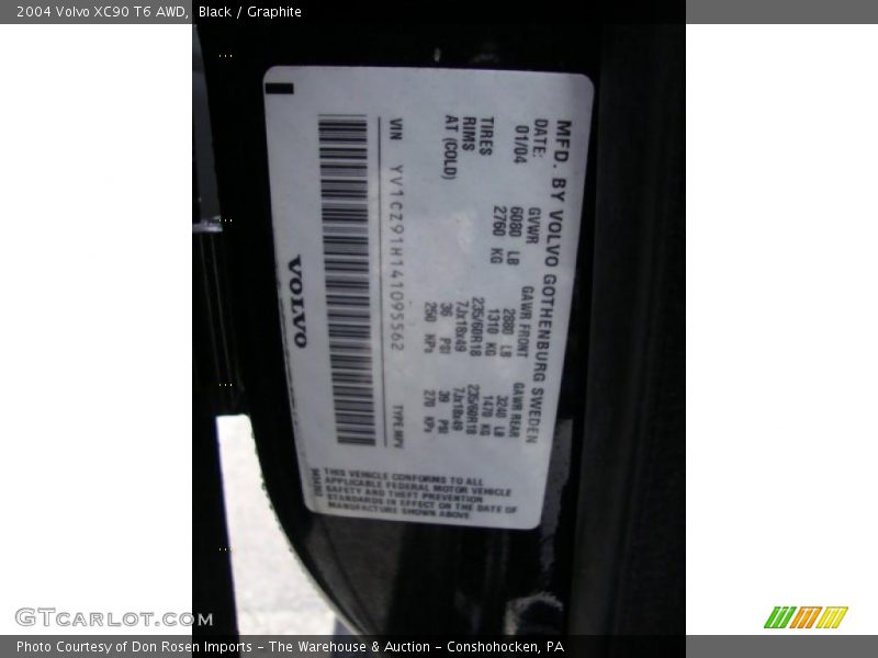 Black / Graphite 2004 Volvo XC90 T6 AWD