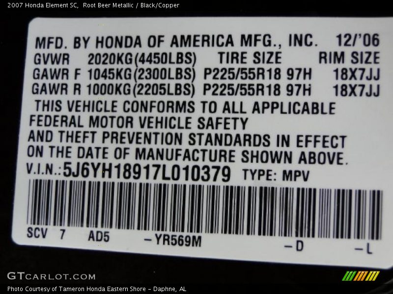 Root Beer Metallic / Black/Copper 2007 Honda Element SC