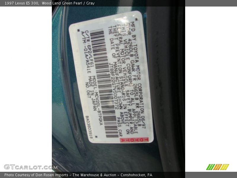 1997 ES 300 Wood Land Green Pearl Color Code 6P2