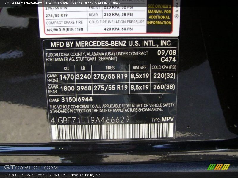 Verde Brook Metallic / Black 2009 Mercedes-Benz GL 450 4Matic
