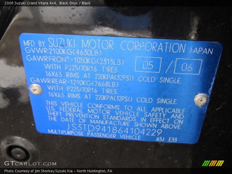 Black Onyx / Black 2006 Suzuki Grand Vitara 4x4