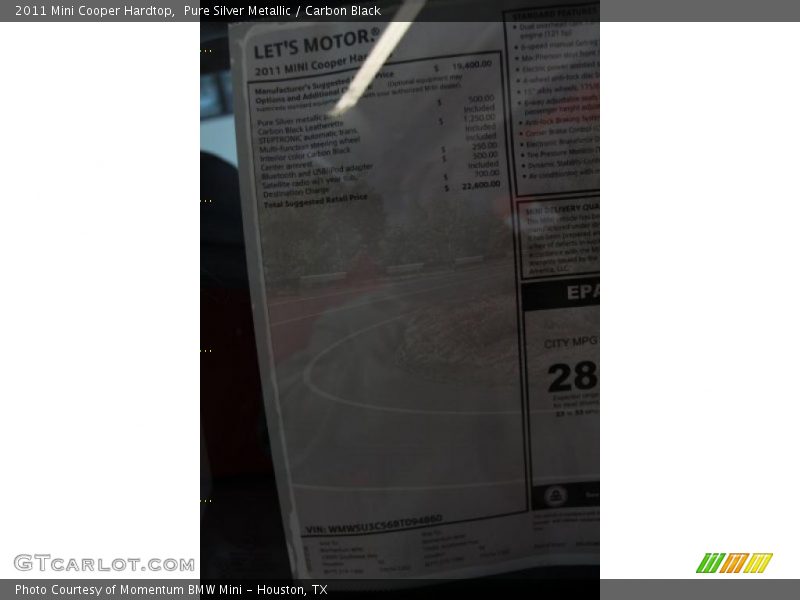Pure Silver Metallic / Carbon Black 2011 Mini Cooper Hardtop