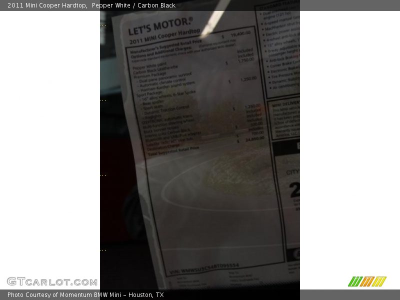 Pepper White / Carbon Black 2011 Mini Cooper Hardtop
