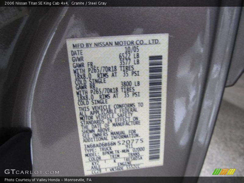 Granite / Steel Gray 2006 Nissan Titan SE King Cab 4x4