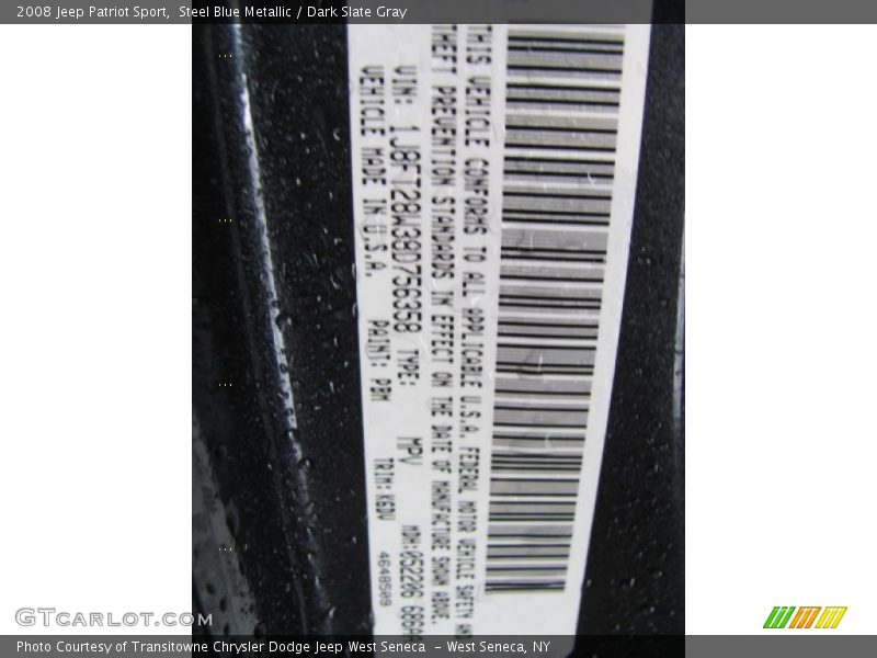 Steel Blue Metallic / Dark Slate Gray 2008 Jeep Patriot Sport