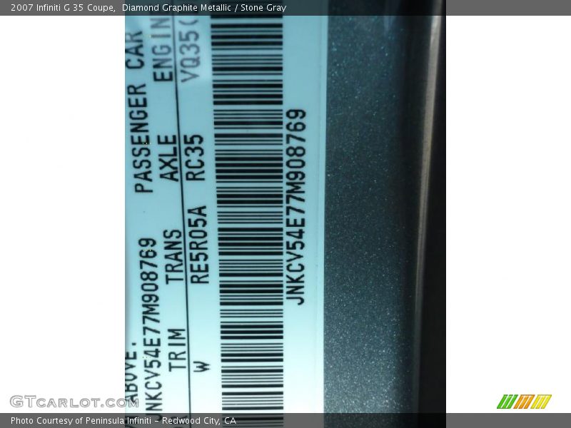 Diamond Graphite Metallic / Stone Gray 2007 Infiniti G 35 Coupe