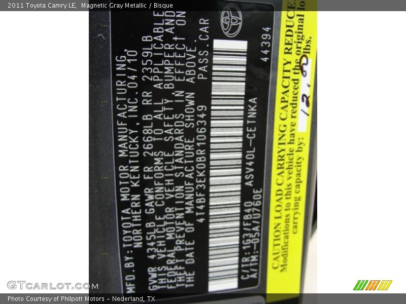 Magnetic Gray Metallic / Bisque 2011 Toyota Camry LE