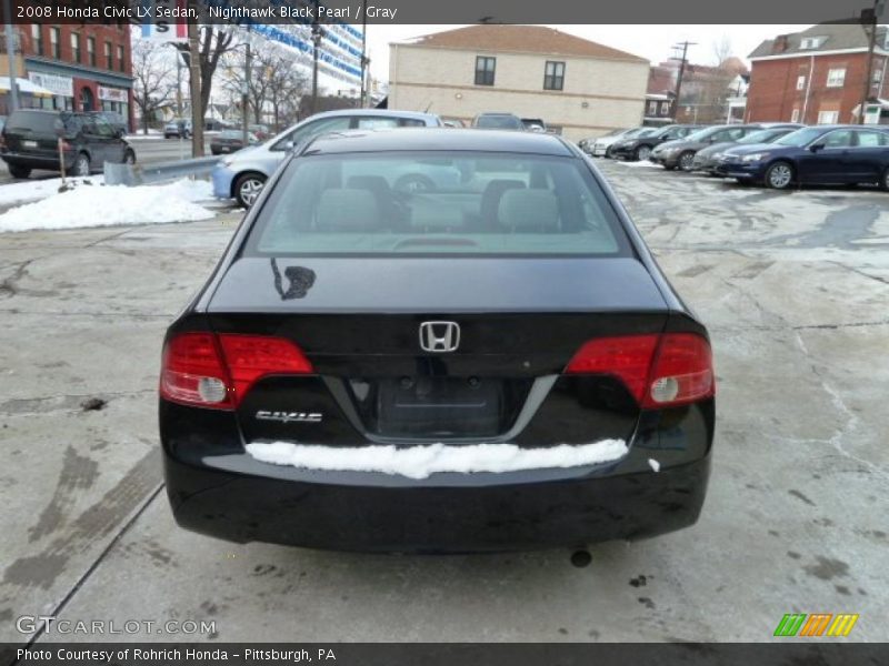 Nighthawk Black Pearl / Gray 2008 Honda Civic LX Sedan
