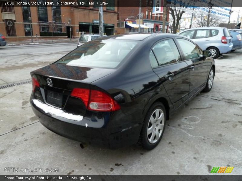Nighthawk Black Pearl / Gray 2008 Honda Civic LX Sedan