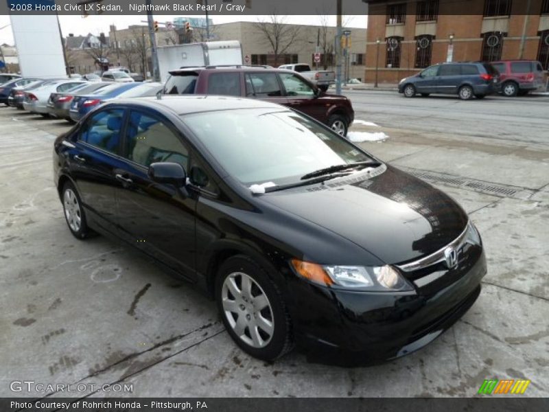 Nighthawk Black Pearl / Gray 2008 Honda Civic LX Sedan