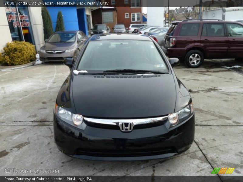 Nighthawk Black Pearl / Gray 2008 Honda Civic LX Sedan