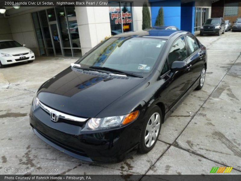 Nighthawk Black Pearl / Gray 2008 Honda Civic LX Sedan