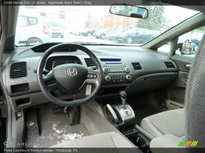 Nighthawk Black Pearl / Gray 2008 Honda Civic LX Sedan