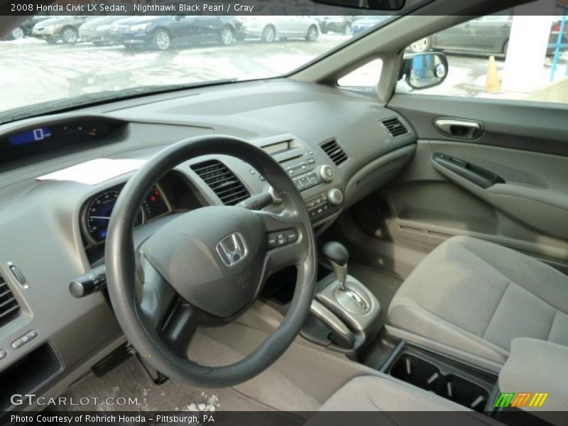 Nighthawk Black Pearl / Gray 2008 Honda Civic LX Sedan