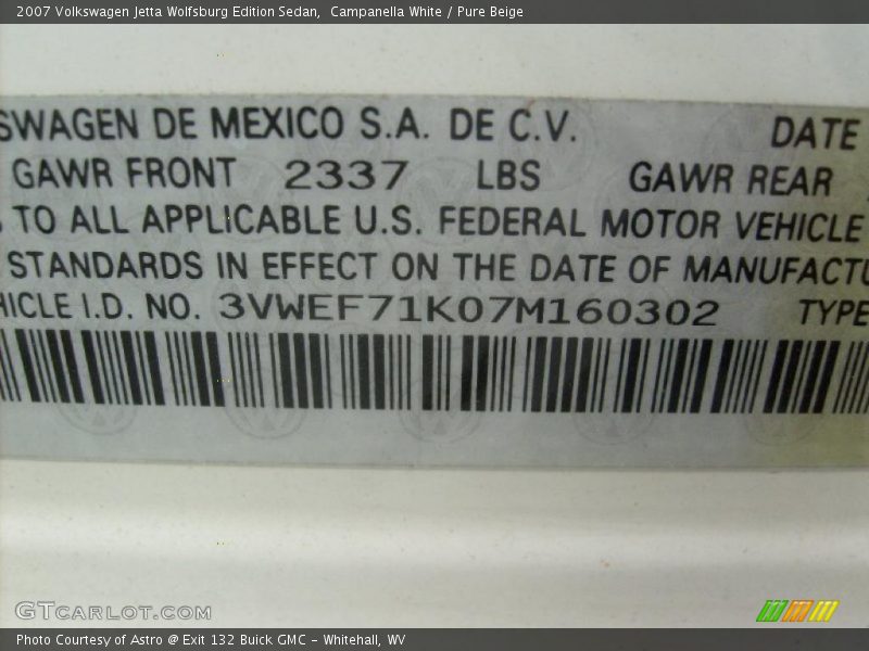 Campanella White / Pure Beige 2007 Volkswagen Jetta Wolfsburg Edition Sedan