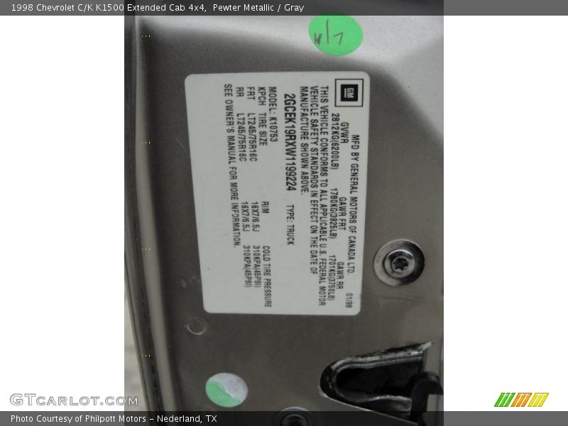 Pewter Metallic / Gray 1998 Chevrolet C/K K1500 Extended Cab 4x4