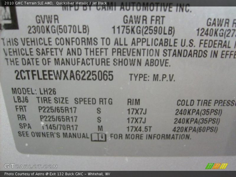 Quicksilver Metallic / Jet Black 2010 GMC Terrain SLE AWD