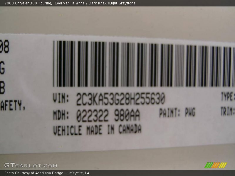 Cool Vanilla White / Dark Khaki/Light Graystone 2008 Chrysler 300 Touring