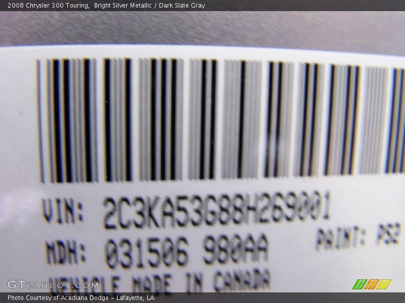 Bright Silver Metallic / Dark Slate Gray 2008 Chrysler 300 Touring