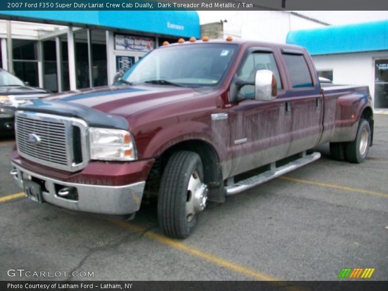 Dark Toreador Red Metallic / Tan 2007 Ford F350 Super Duty Lariat Crew Cab Dually