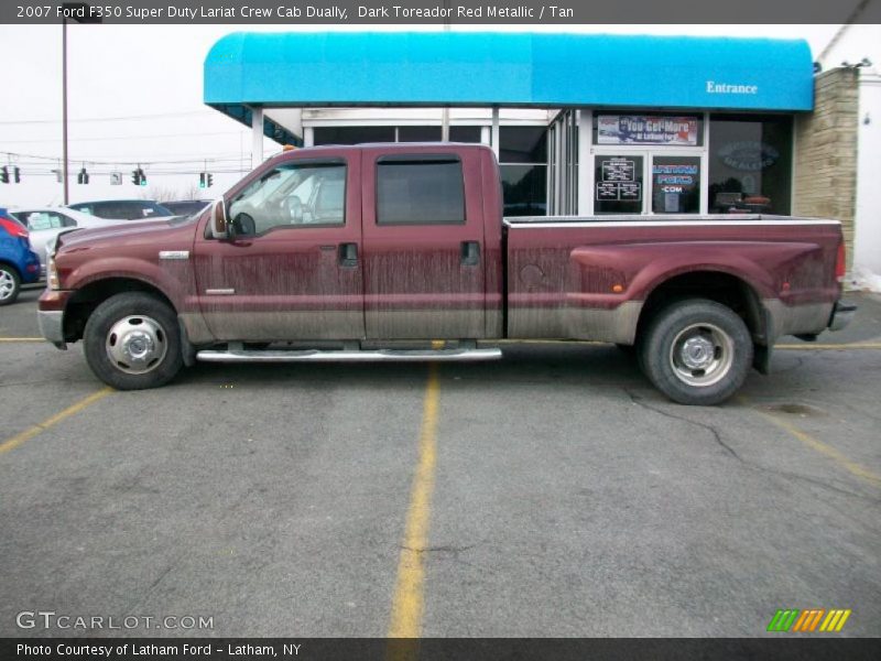 Dark Toreador Red Metallic / Tan 2007 Ford F350 Super Duty Lariat Crew Cab Dually