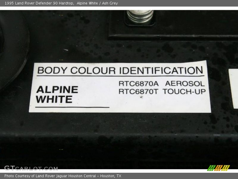 1995 Defender 90 Hardtop Alpine White Color Code RTC6870A
