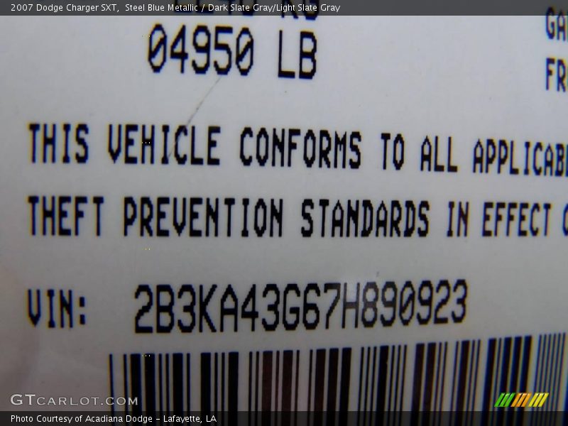 Steel Blue Metallic / Dark Slate Gray/Light Slate Gray 2007 Dodge Charger SXT