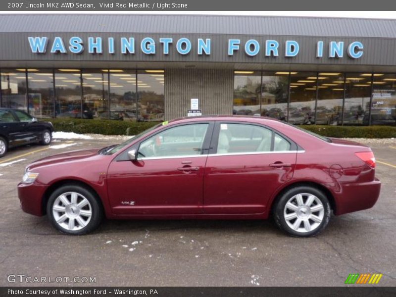 Vivid Red Metallic / Light Stone 2007 Lincoln MKZ AWD Sedan
