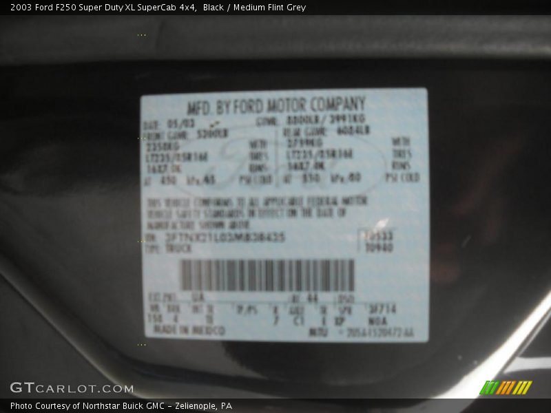 Black / Medium Flint Grey 2003 Ford F250 Super Duty XL SuperCab 4x4
