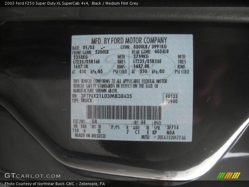 2003 F250 Super Duty XL SuperCab 4x4 Black Color Code UA