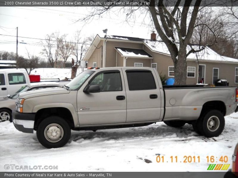 Light Pewter Metallic / Tan 2003 Chevrolet Silverado 3500 LS Crew Cab 4x4 Dually