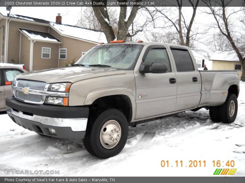 Light Pewter Metallic / Tan 2003 Chevrolet Silverado 3500 LS Crew Cab 4x4 Dually
