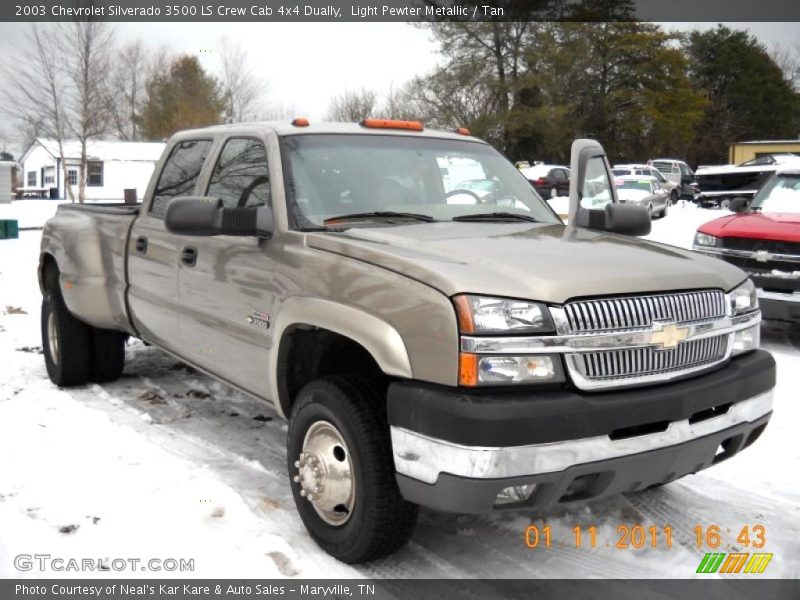 Light Pewter Metallic / Tan 2003 Chevrolet Silverado 3500 LS Crew Cab 4x4 Dually