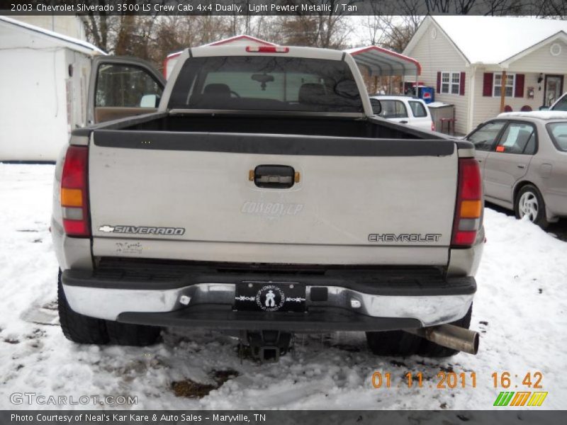 Light Pewter Metallic / Tan 2003 Chevrolet Silverado 3500 LS Crew Cab 4x4 Dually