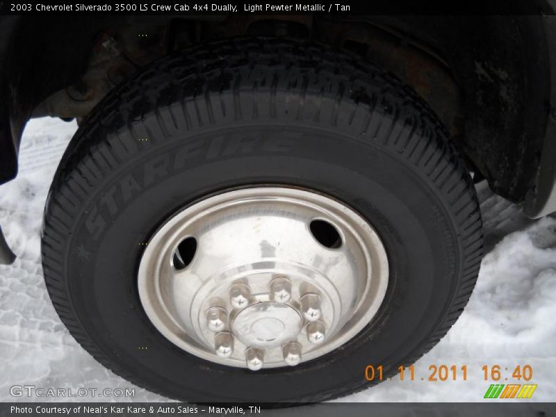 Light Pewter Metallic / Tan 2003 Chevrolet Silverado 3500 LS Crew Cab 4x4 Dually