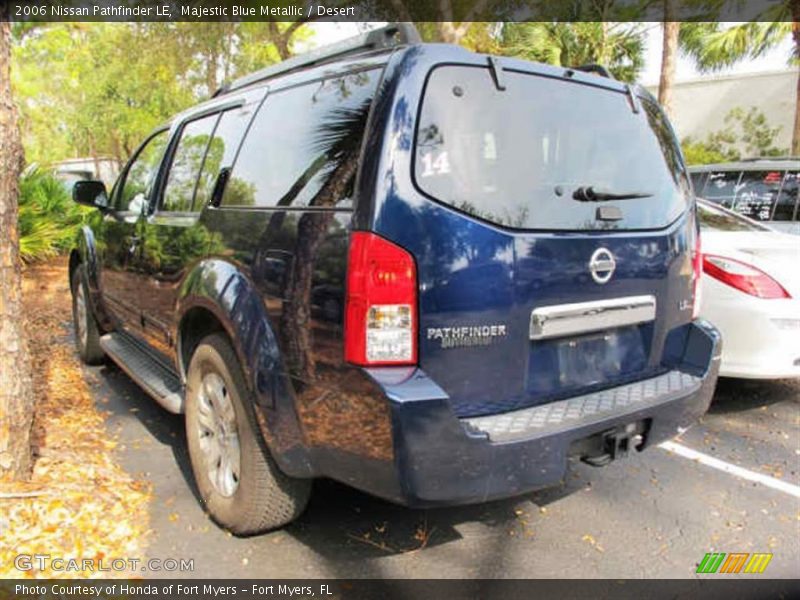 Majestic Blue Metallic / Desert 2006 Nissan Pathfinder LE