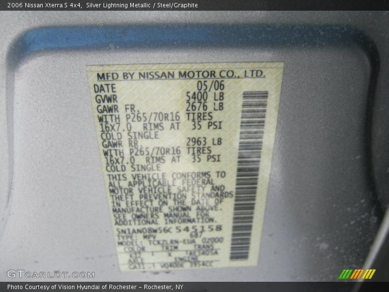 Silver Lightning Metallic / Steel/Graphite 2006 Nissan Xterra S 4x4