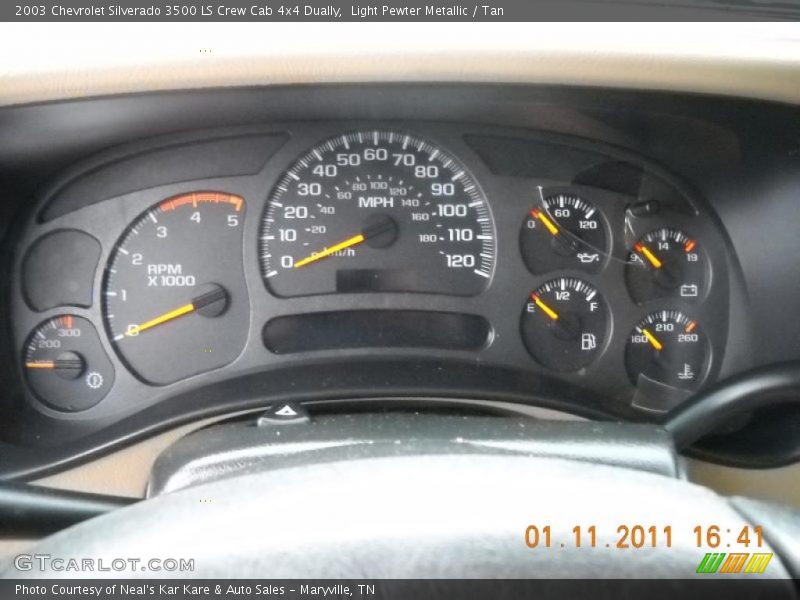 Light Pewter Metallic / Tan 2003 Chevrolet Silverado 3500 LS Crew Cab 4x4 Dually