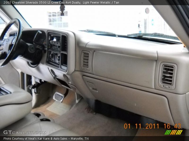 Light Pewter Metallic / Tan 2003 Chevrolet Silverado 3500 LS Crew Cab 4x4 Dually